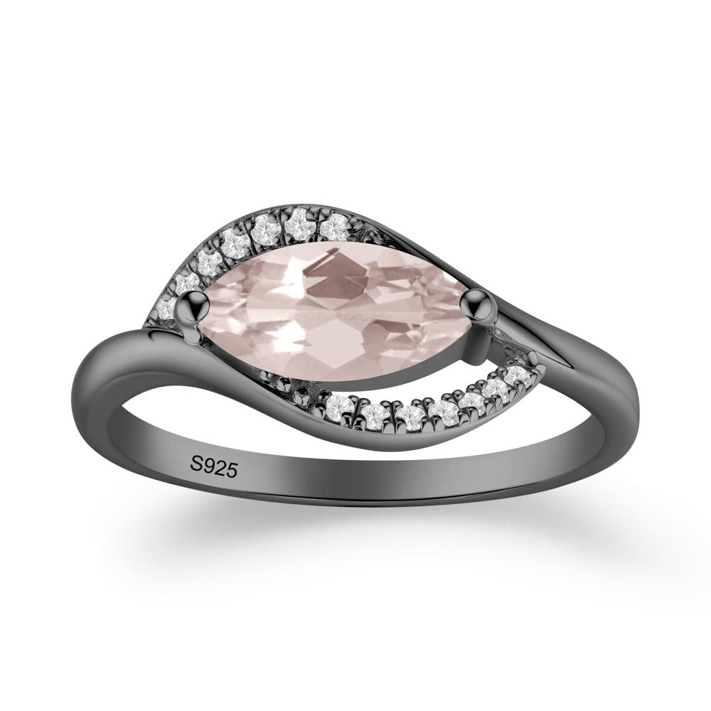 Unique Bypass Morganite Engagement Ring - LUO Jewelry #metal_black finish sterling silver