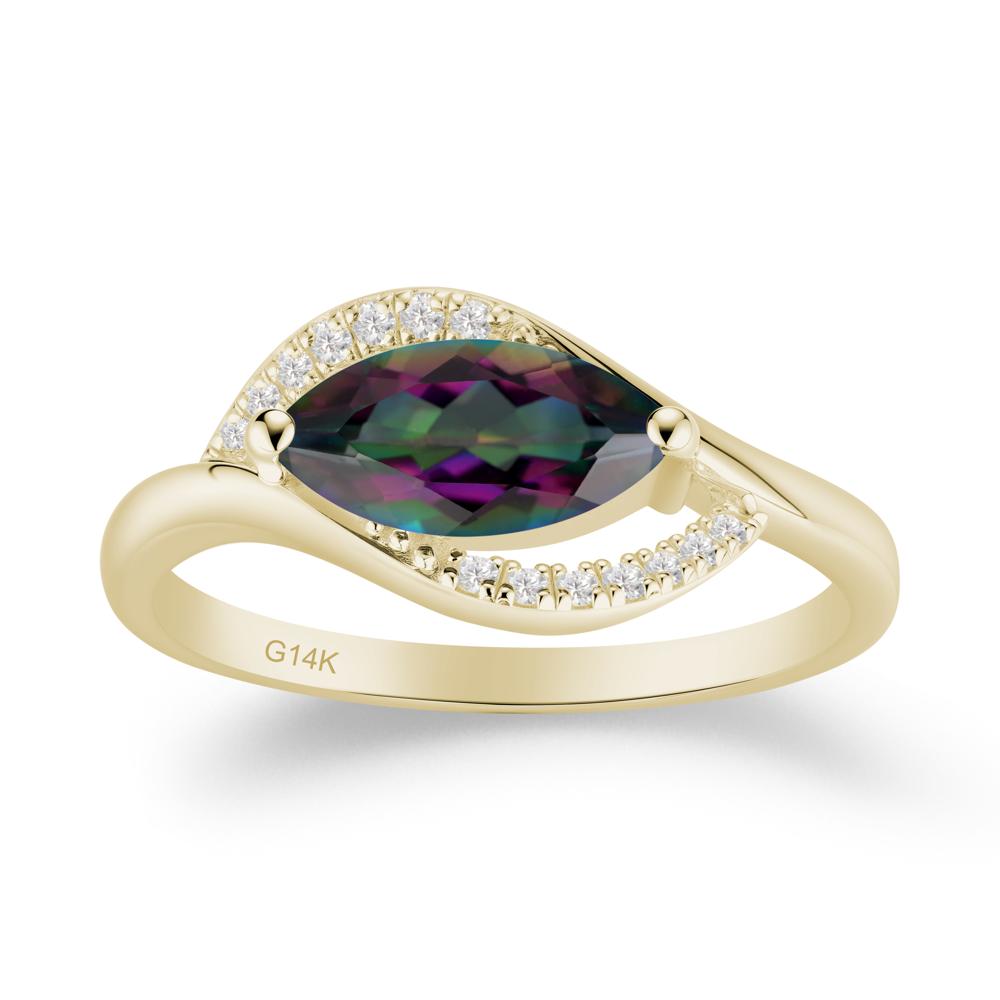 Leaf Inspired Marquise Cut Mystic Topaz Ring - LUO Jewelry #metal_14k yellow gold