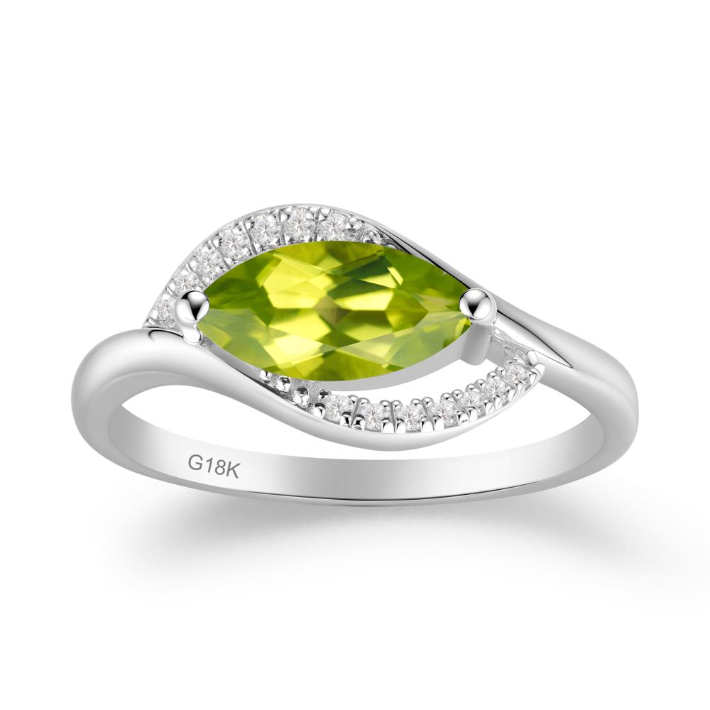 Unique Bypass Peridot Engagement Ring - LUO Jewelry #metal_18k white gold
