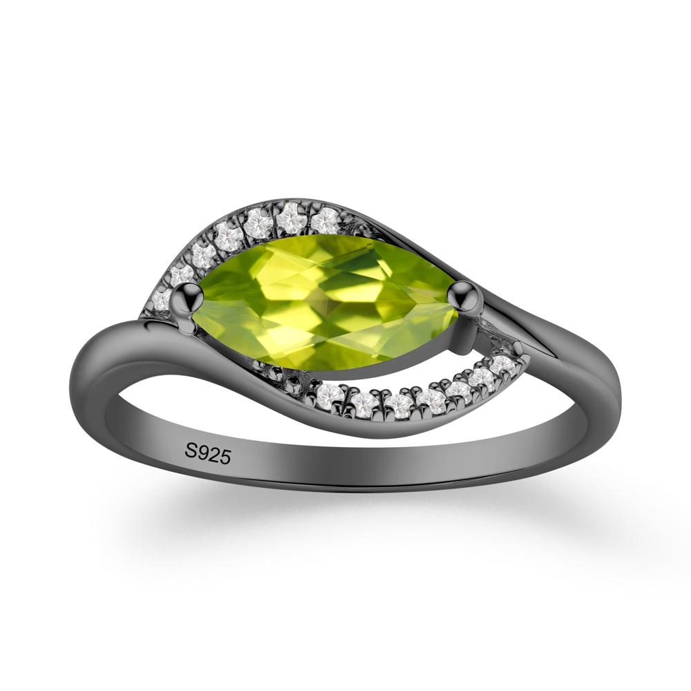Unique Bypass Peridot Engagement Ring - LUO Jewelry #metal_black finish sterling silver