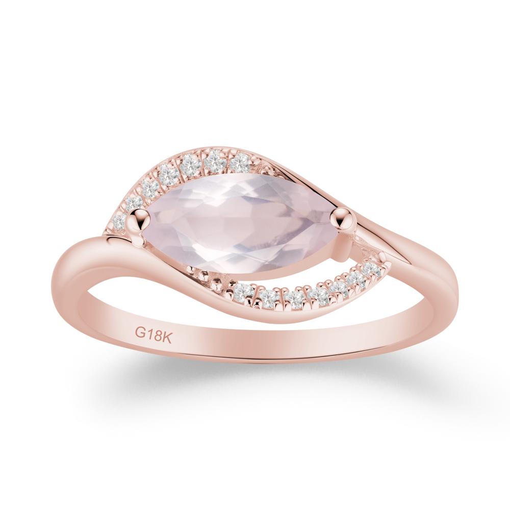 Unique Bypass Rose Quartz Engagement Ring - LUO Jewelry #metal_18k rose gold