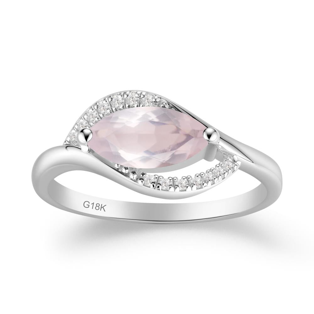 Unique Bypass Rose Quartz Engagement Ring - LUO Jewelry #metal_18k white gold