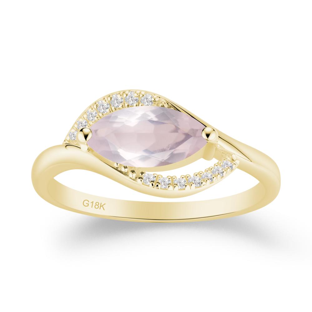 Unique Bypass Rose Quartz Engagement Ring - LUO Jewelry #metal_18k yellow gold