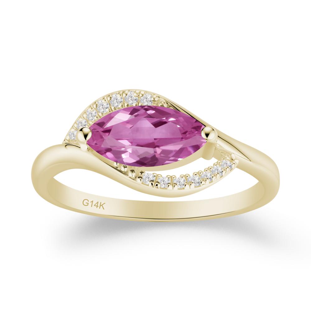 Leaf Pink Sapphire Bypass Ring - LUO Jewelry #metal_14k yellow gold