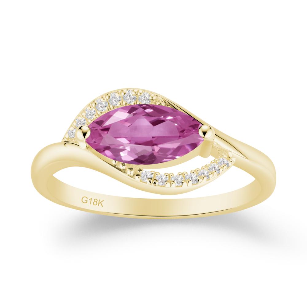 Leaf Pink Sapphire Bypass Ring - LUO Jewelry #metal_18k yellow gold