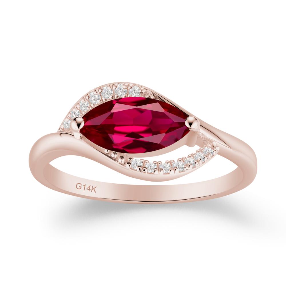 Unique Bypass Ruby Engagement Ring - LUO Jewelry #metal_14k rose gold