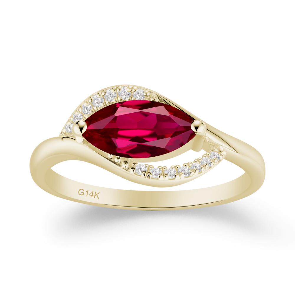 Unique Bypass Ruby Engagement Ring - LUO Jewelry #metal_14k yellow gold