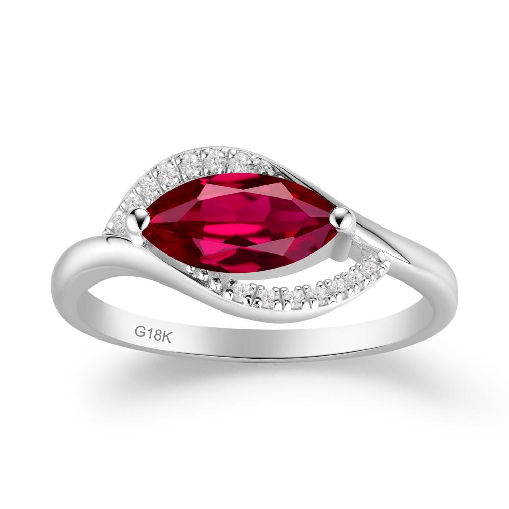 Unique Bypass Ruby Engagement Ring - LUO Jewelry #metal_18k white gold