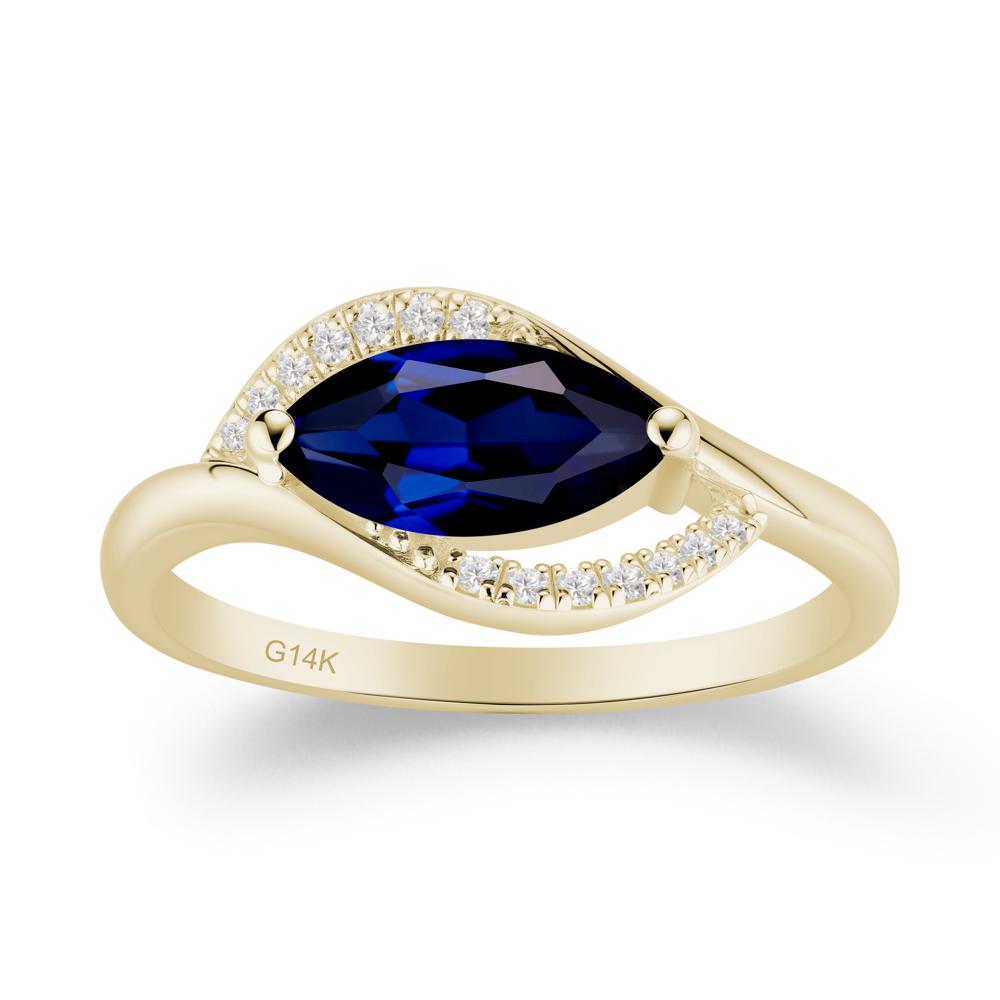 Leaf Sapphire Bypass Ring - LUO Jewelry #metal_14k yellow gold