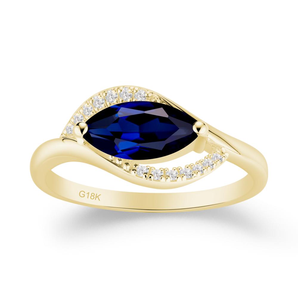 Leaf Sapphire Bypass Ring - LUO Jewelry #metal_18k yellow gold