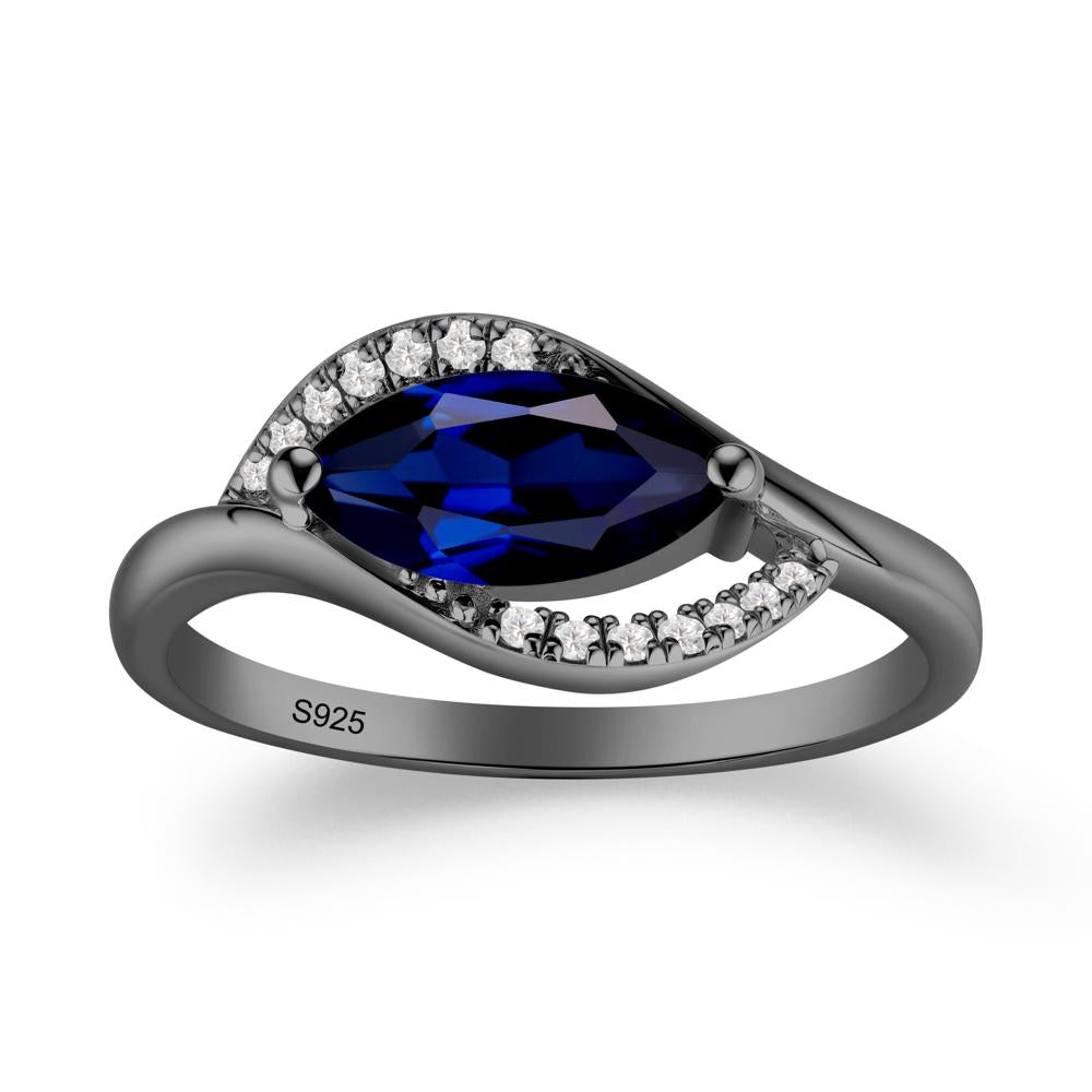 Leaf Sapphire Bypass Ring - LUO Jewelry #metal_black finish sterling silver