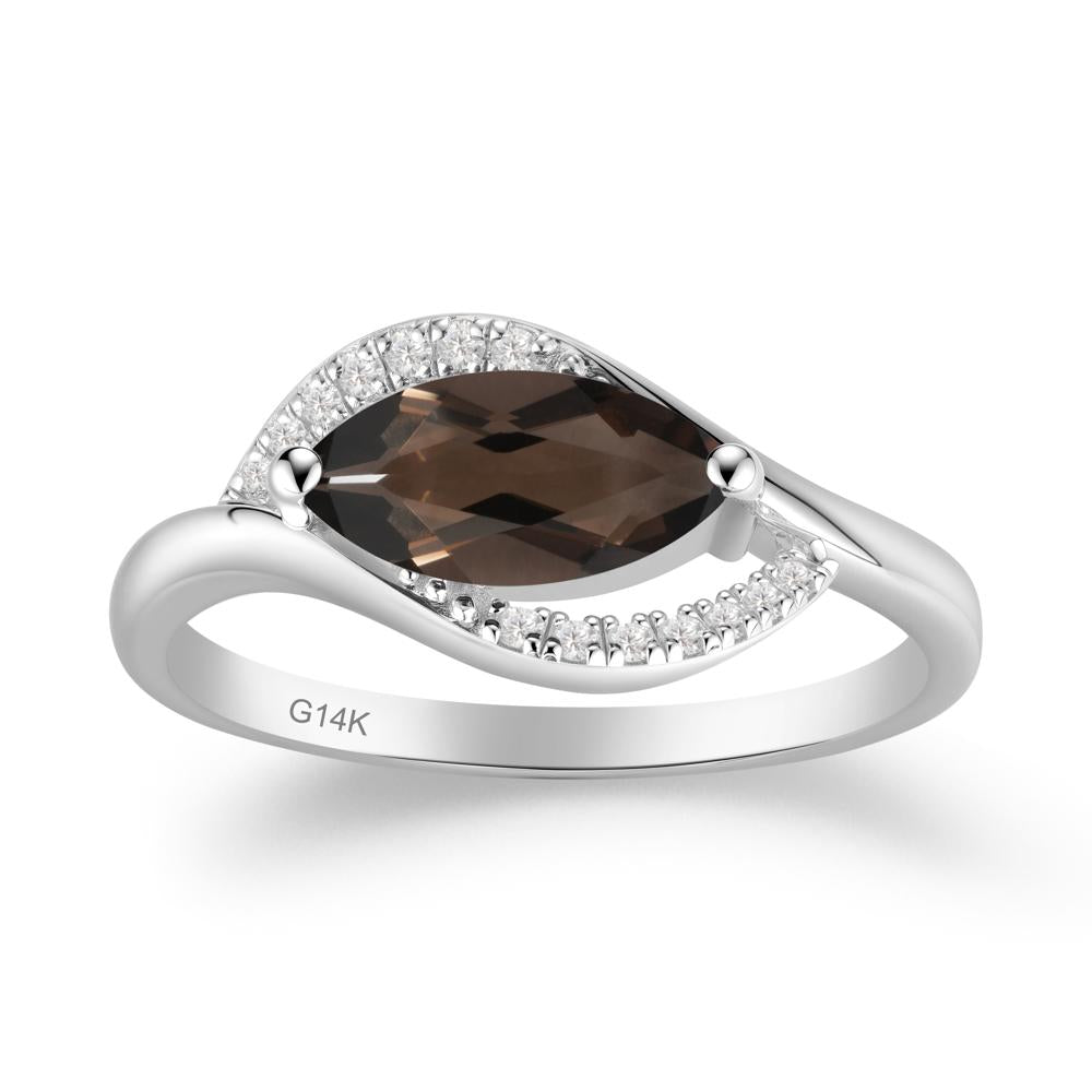 Leaf Inspired Marquise Cut Smoky Quartz Ring - LUO Jewelry #metal_14k white gold
