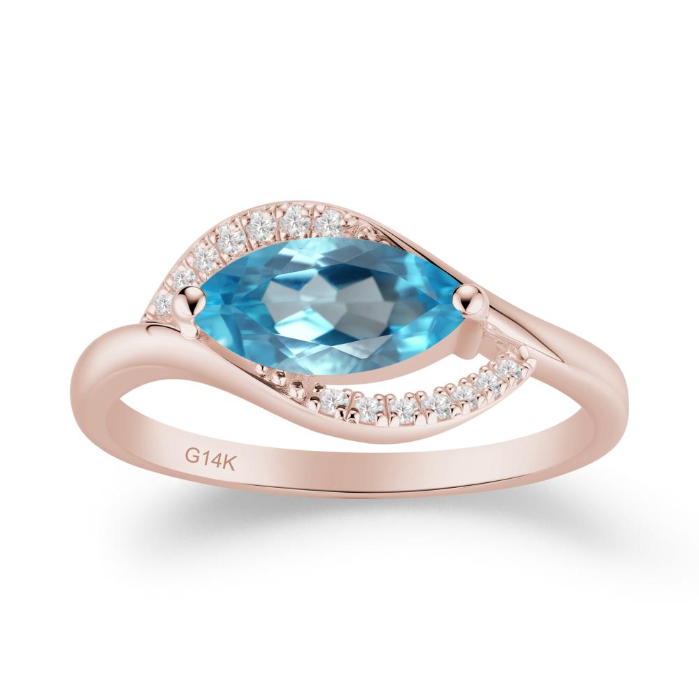 Leaf Swiss Blue Topaz Bypass Ring - LUO Jewelry #metal_14k rose gold