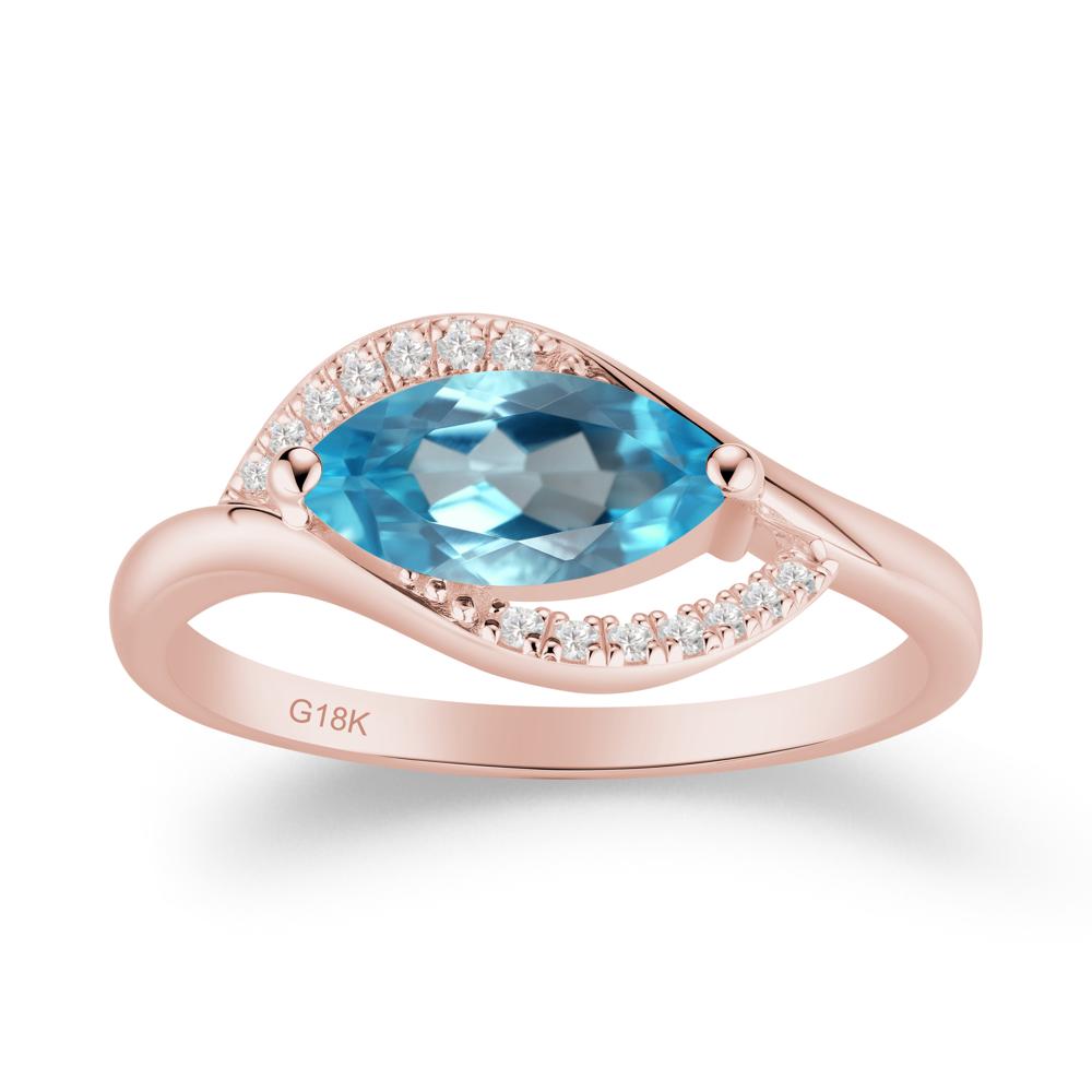 Leaf Swiss Blue Topaz Bypass Ring - LUO Jewelry #metal_18k rose gold