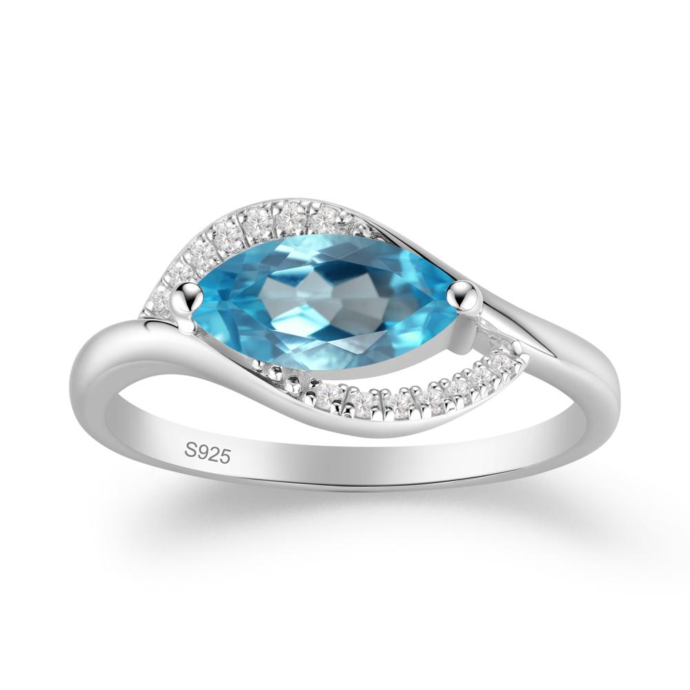 Leaf Swiss Blue Topaz Bypass Ring - LUO Jewelry #metal_sterling silver