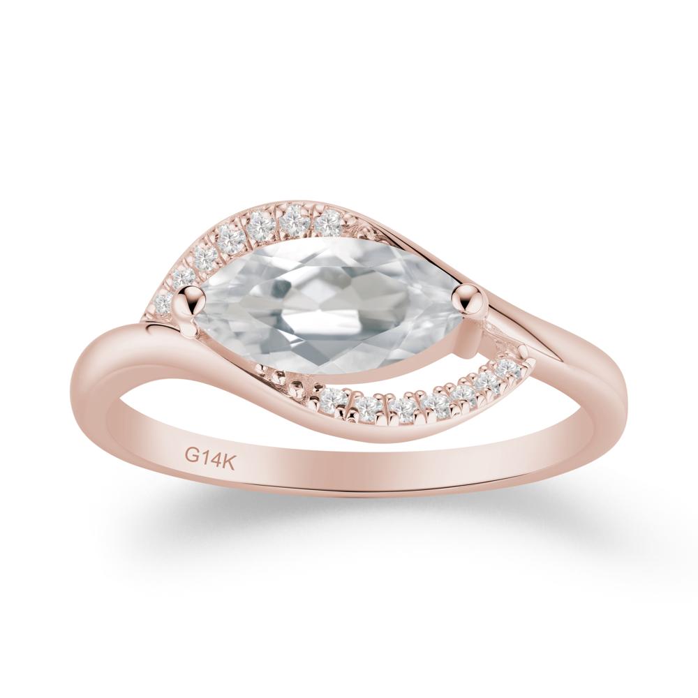 Leaf White Topaz Bypass Ring - LUO Jewelry #metal_14k rose gold