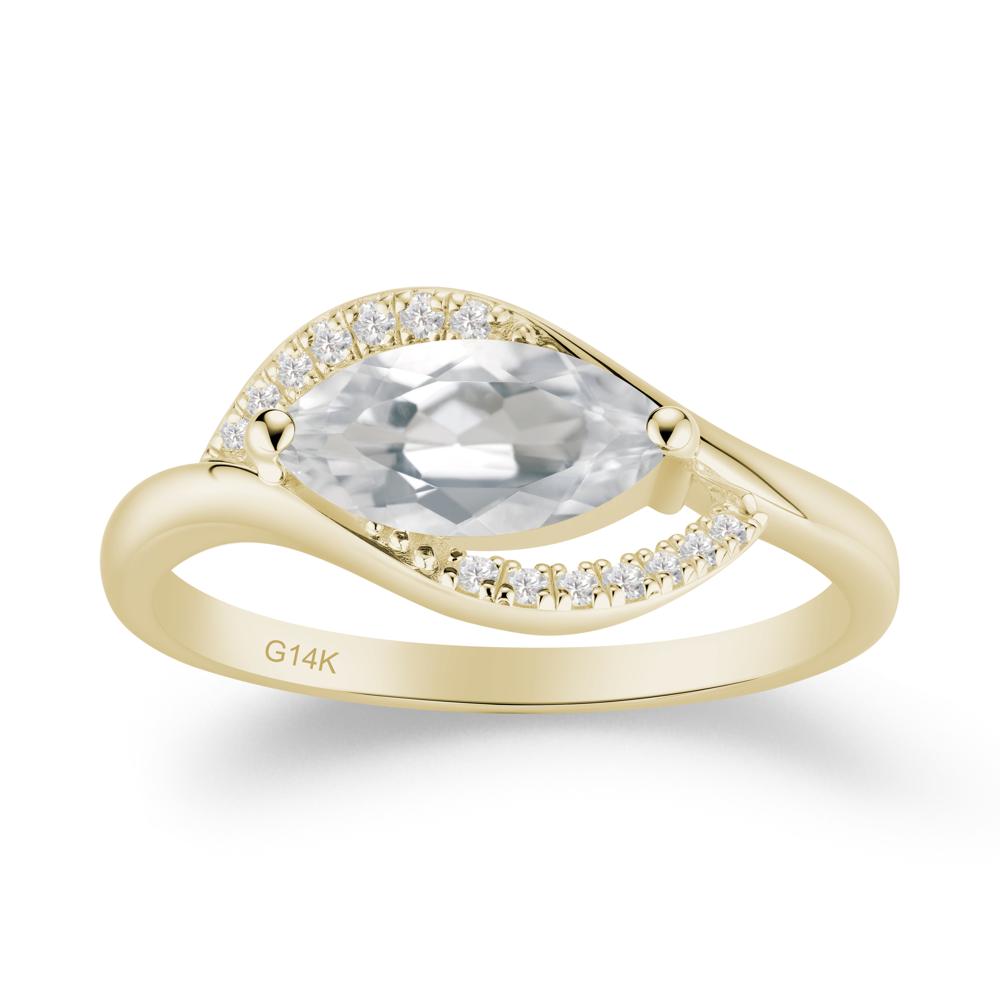 Leaf White Topaz Bypass Ring - LUO Jewelry #metal_14k yellow gold