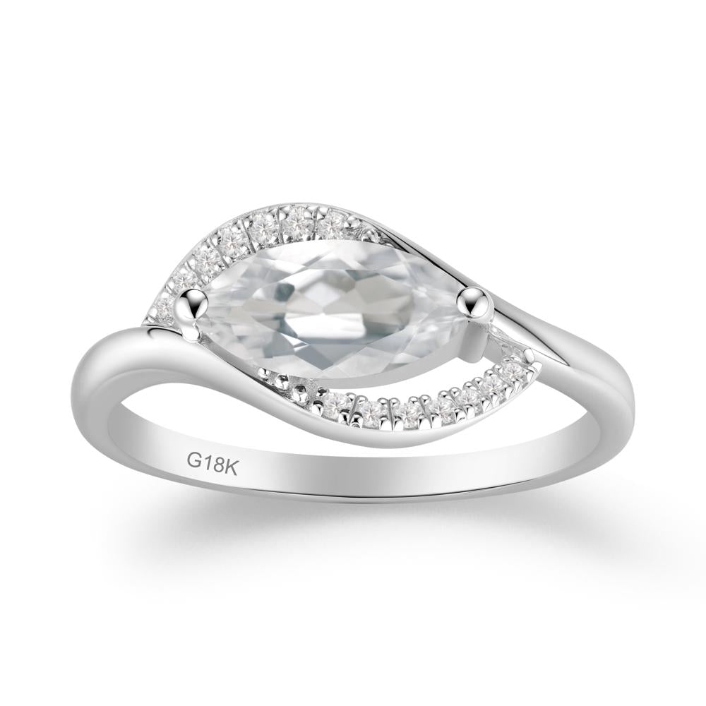 Leaf White Topaz Bypass Ring - LUO Jewelry #metal_18k white gold