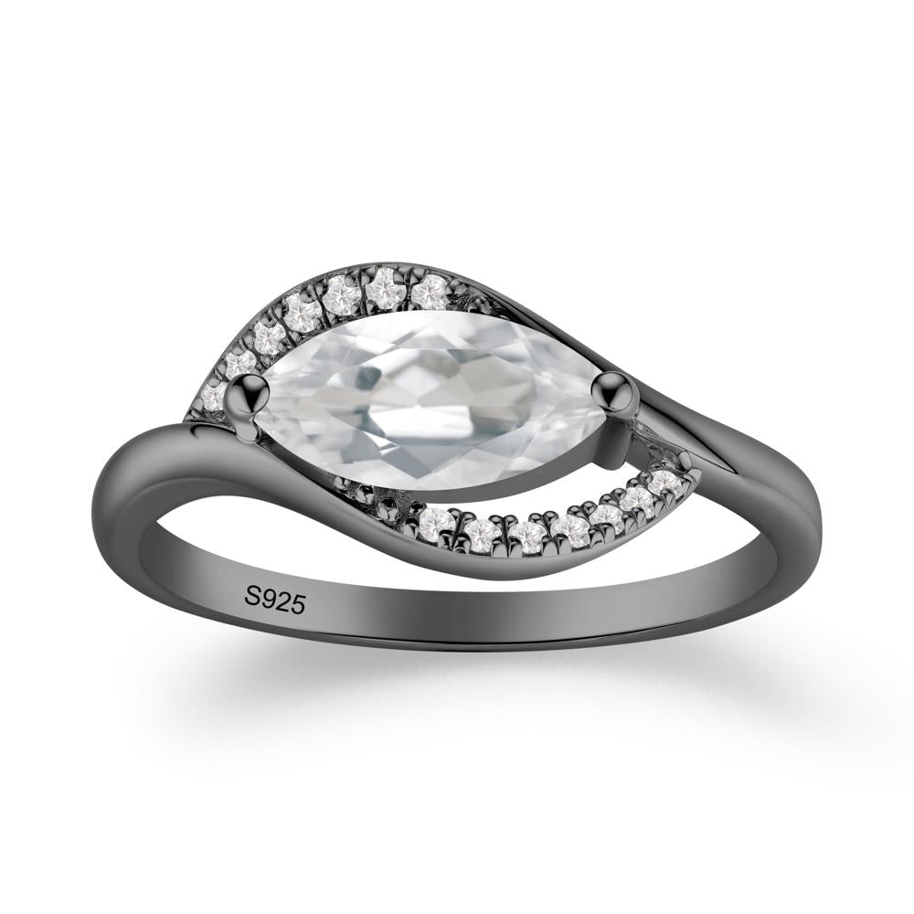 Leaf White Topaz Bypass Ring - LUO Jewelry #metal_black finish sterling silver
