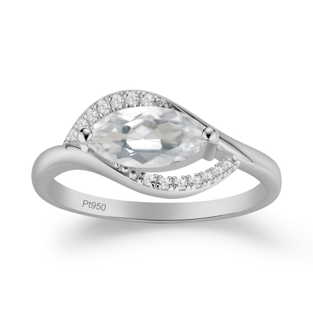 Leaf White Topaz Bypass Ring - LUO Jewelry #metal_platinum