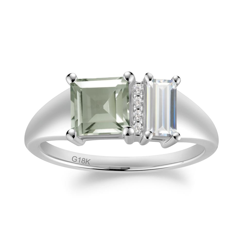Unique Toi Et Moi Cubic Zirconia and Green Amethyst Birthstone Ring - LUO Jewelry #metal_18k white gold