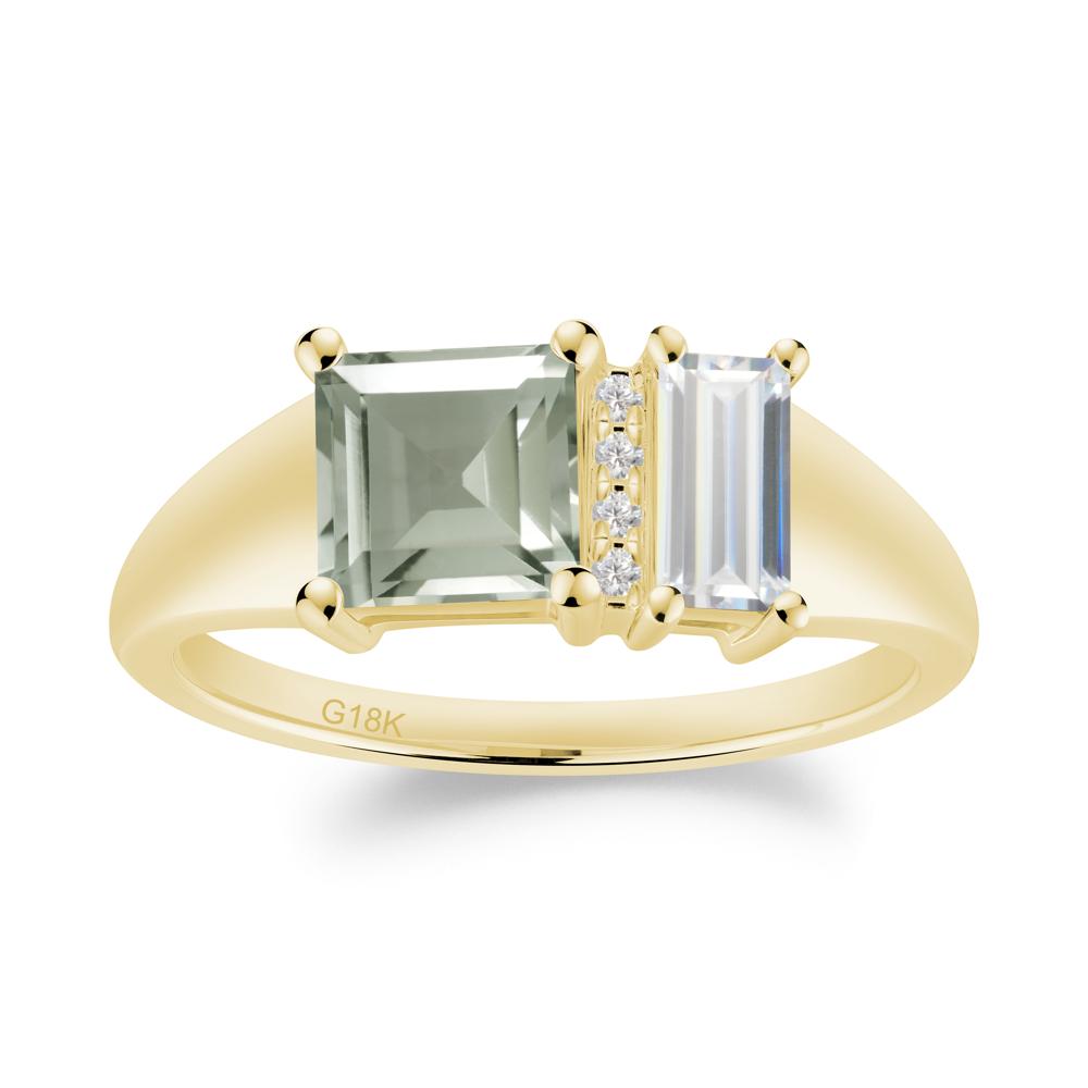 Unique Toi Et Moi Cubic Zirconia and Green Amethyst Birthstone Ring - LUO Jewelry #metal_18k yellow gold