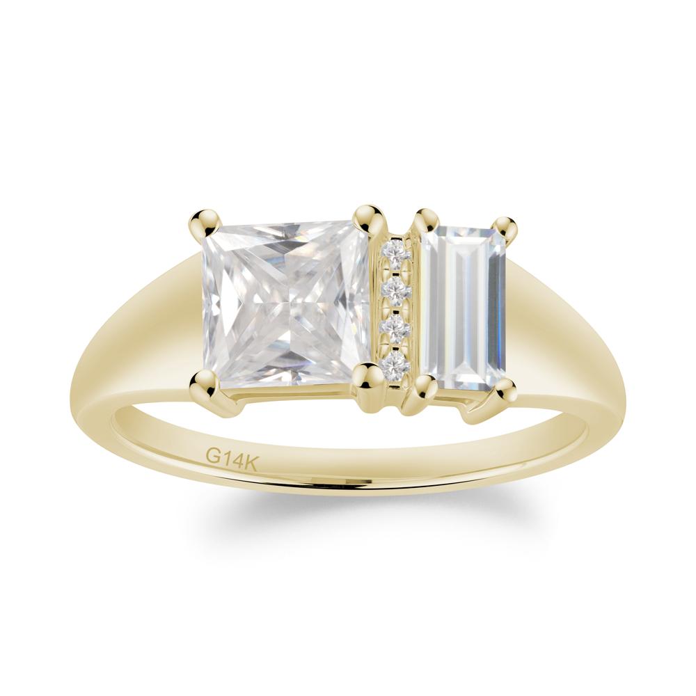 Unique Toi Et Moi Cubic Zirconia and Moissanite Birthstone Ring - LUO Jewelry #metal_14k yellow gold
