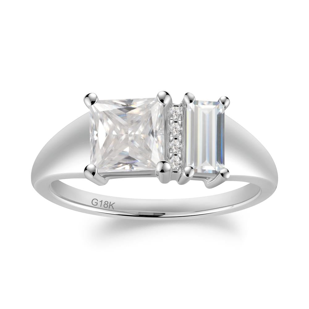 Unique Toi Et Moi Cubic Zirconia and Moissanite Birthstone Ring - LUO Jewelry #metal_18k white gold