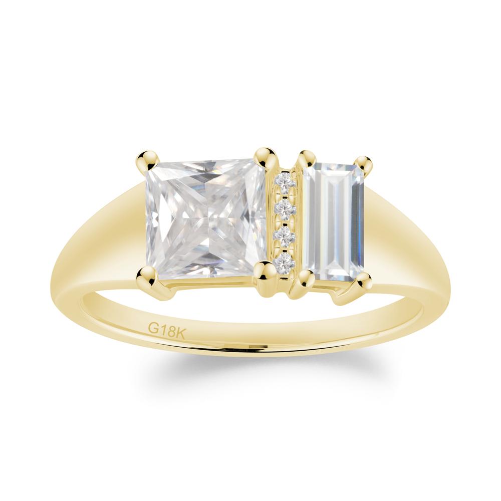 Unique Toi Et Moi Cubic Zirconia and Moissanite Birthstone Ring - LUO Jewelry #metal_18k yellow gold