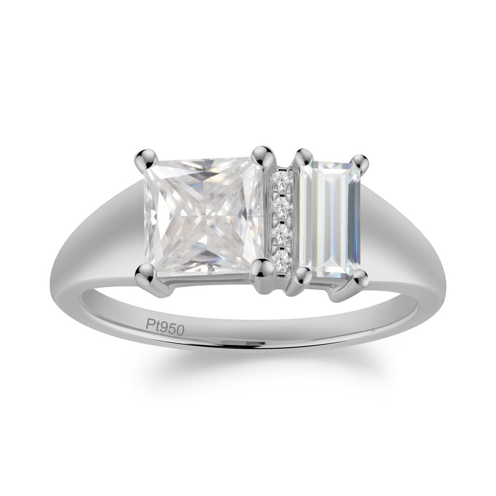 Unique Toi Et Moi Cubic Zirconia and Moissanite Birthstone Ring - LUO Jewelry #metal_platinum