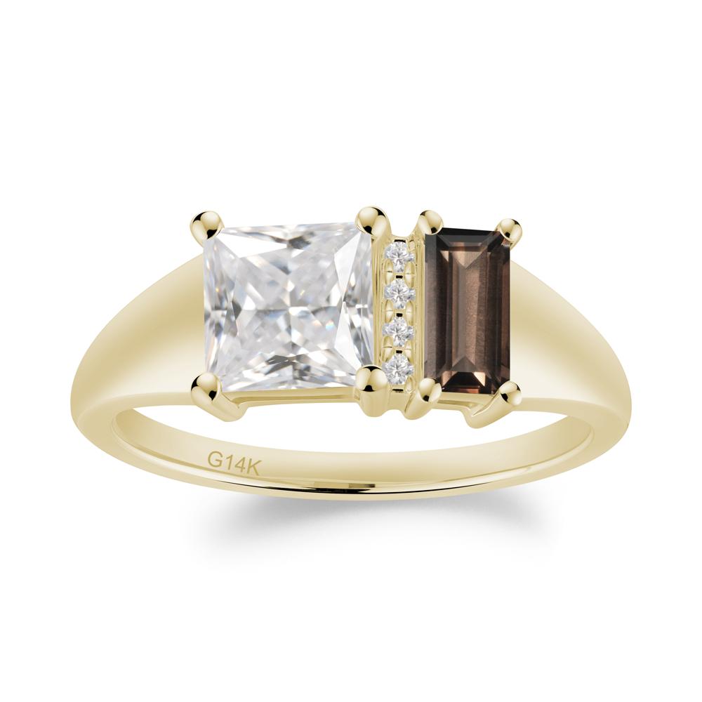 Unique Toi Et Moi Cubic Zirconia and Smoky Quartz Birthstone Ring - LUO Jewelry #metal_14k yellow gold