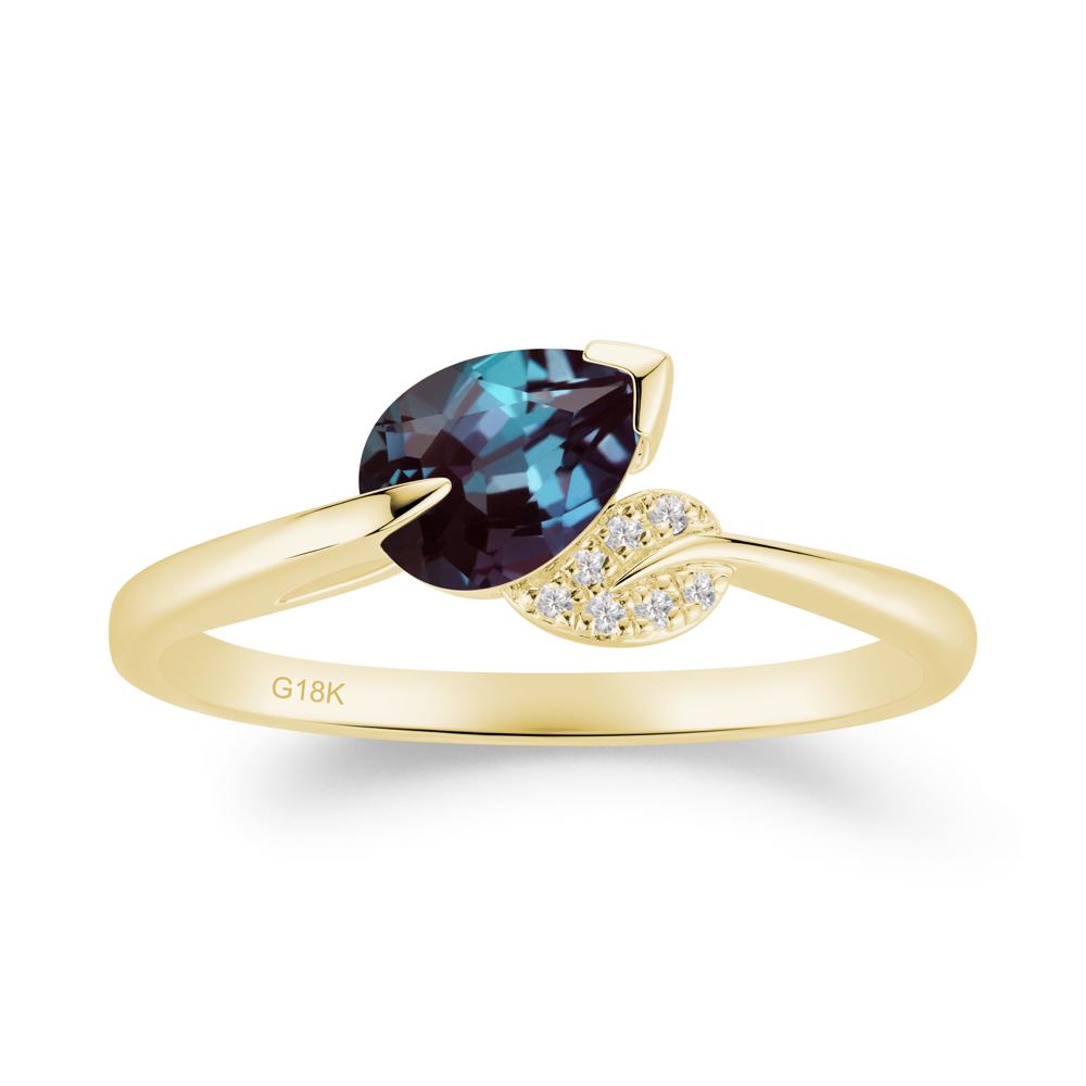 Unique Bypass Leaf Alexandrite Ring - LUO Jewelry #metal_18k yellow gold