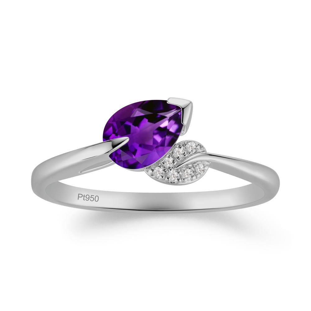 Unique Bypass Leaf Amethyst Ring - LUO Jewelry #metal_platinum