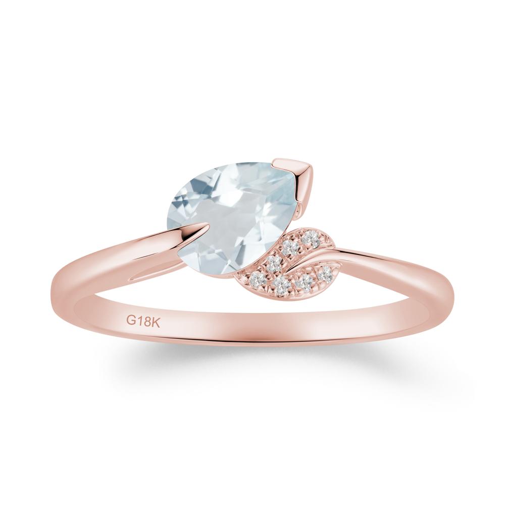 Nature Leaf Pear Cut Aquamarine Ring - LUO Jewelry #metal_18k rose gold