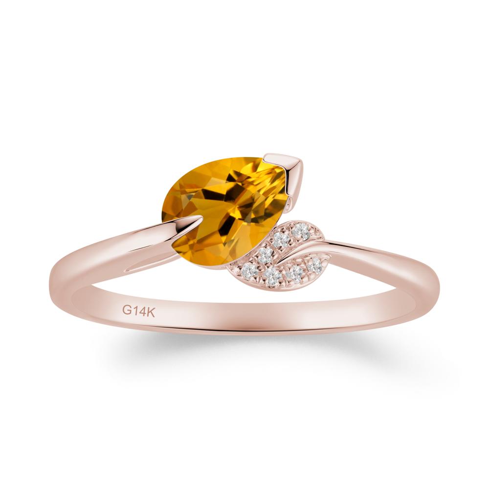 Unique Bypass Leaf Citrine Ring - LUO Jewelry #metal_14k rose gold