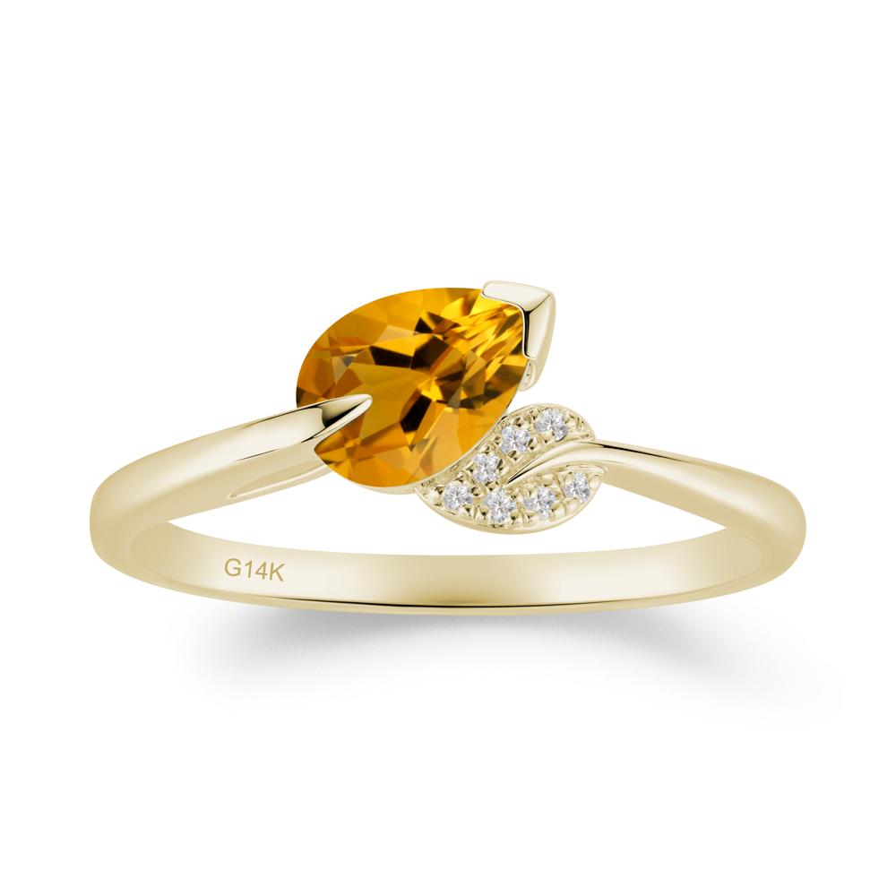 Unique Bypass Leaf Citrine Ring - LUO Jewelry #metal_14k yellow gold