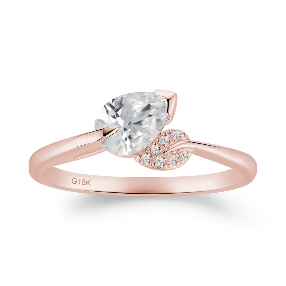 Twisted Leaf Pear Cut Cubic Zirconia Ring - LUO Jewelry #metal_18k rose gold