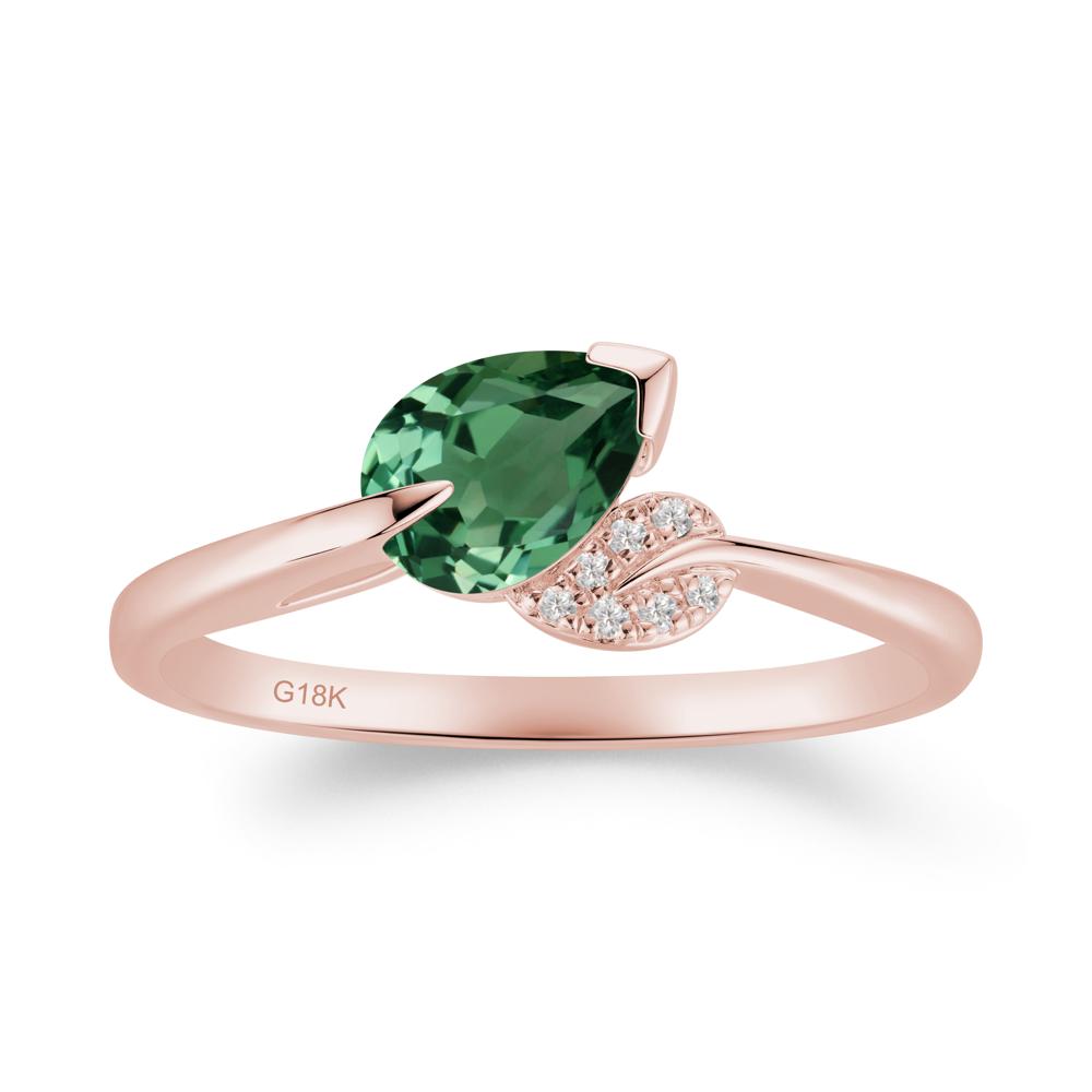 Nature Leaf Pear Cut Green Sapphire Ring - LUO Jewelry #metal_18k rose gold