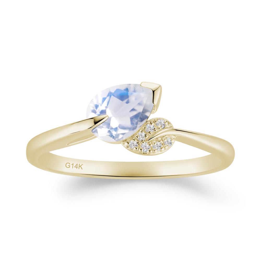 Twisted Leaf Pear Cut Moonstone Ring - LUO Jewelry #metal_14k yellow gold
