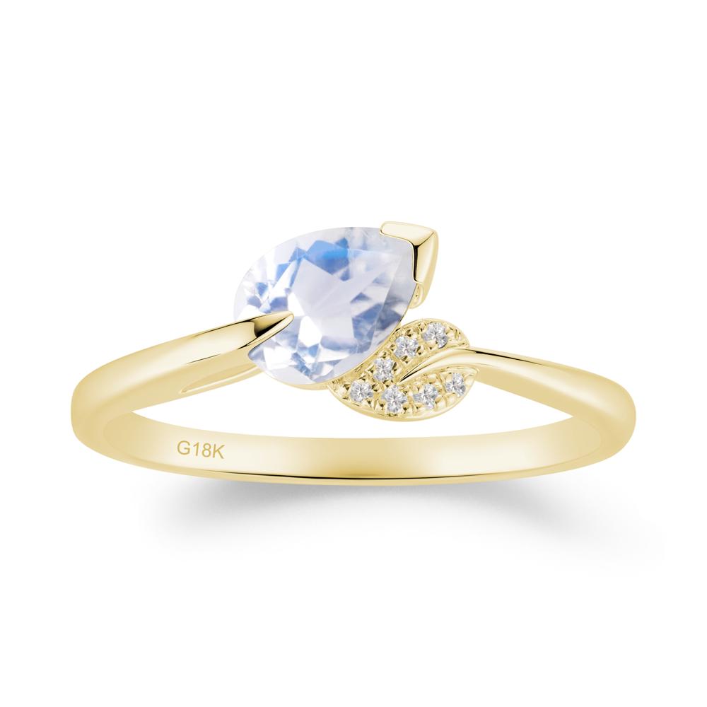 Twisted Leaf Pear Cut Moonstone Ring - LUO Jewelry #metal_18k yellow gold