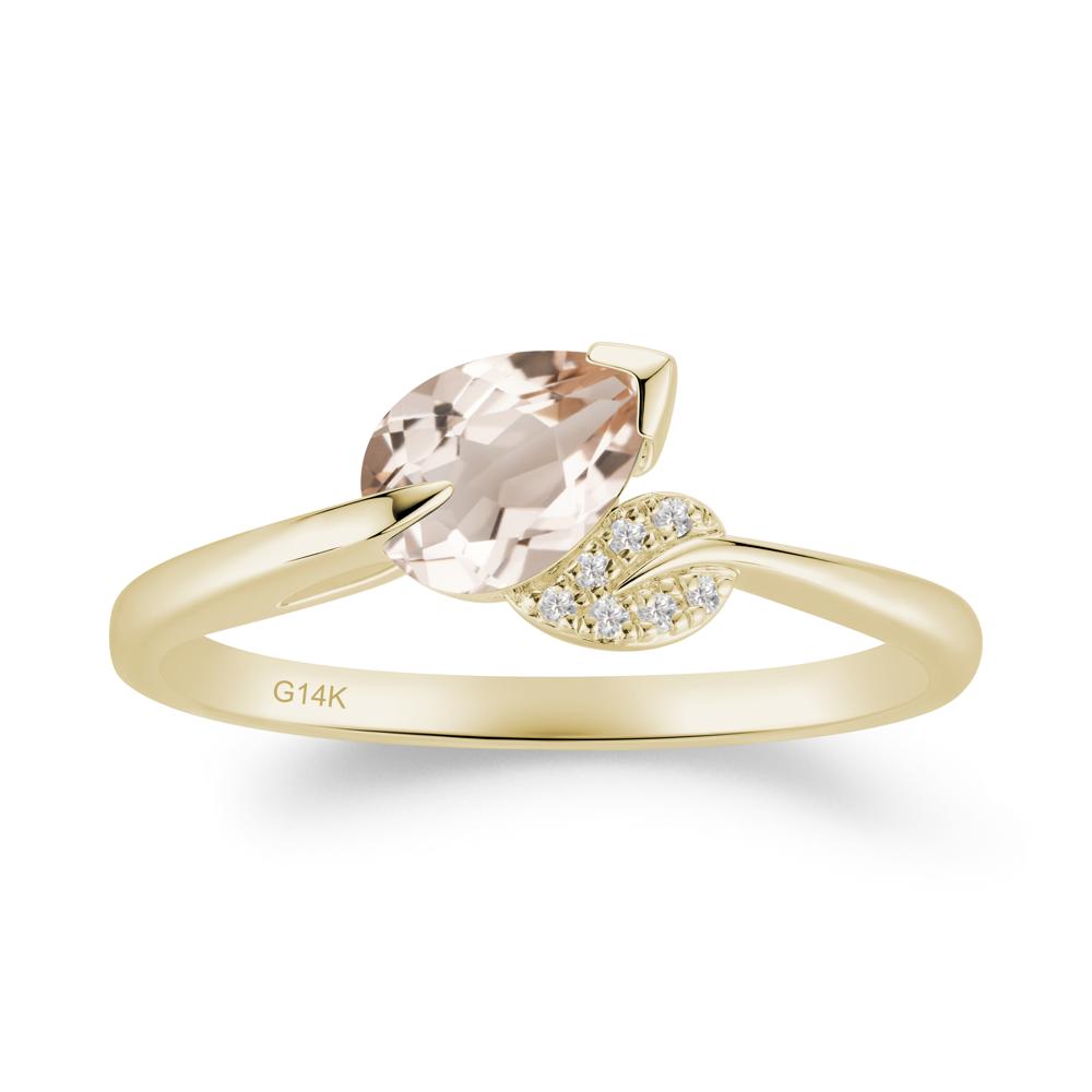 Twisted Leaf Pear Cut Morganite Ring - LUO Jewelry #metal_14k yellow gold