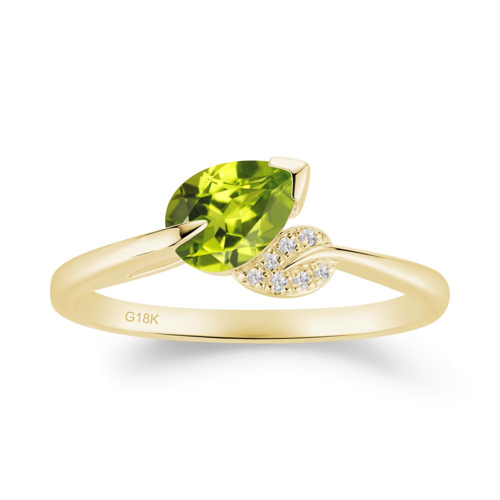 Twisted Leaf Pear Cut Peridot Ring - LUO Jewelry #metal_18k yellow gold