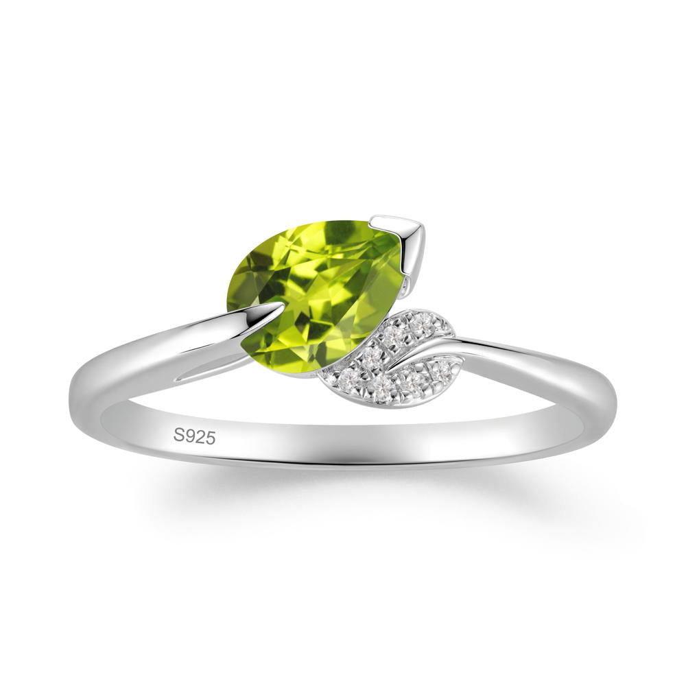 Twisted Leaf Pear Cut Peridot Ring - LUO Jewelry #metal_sterling silver