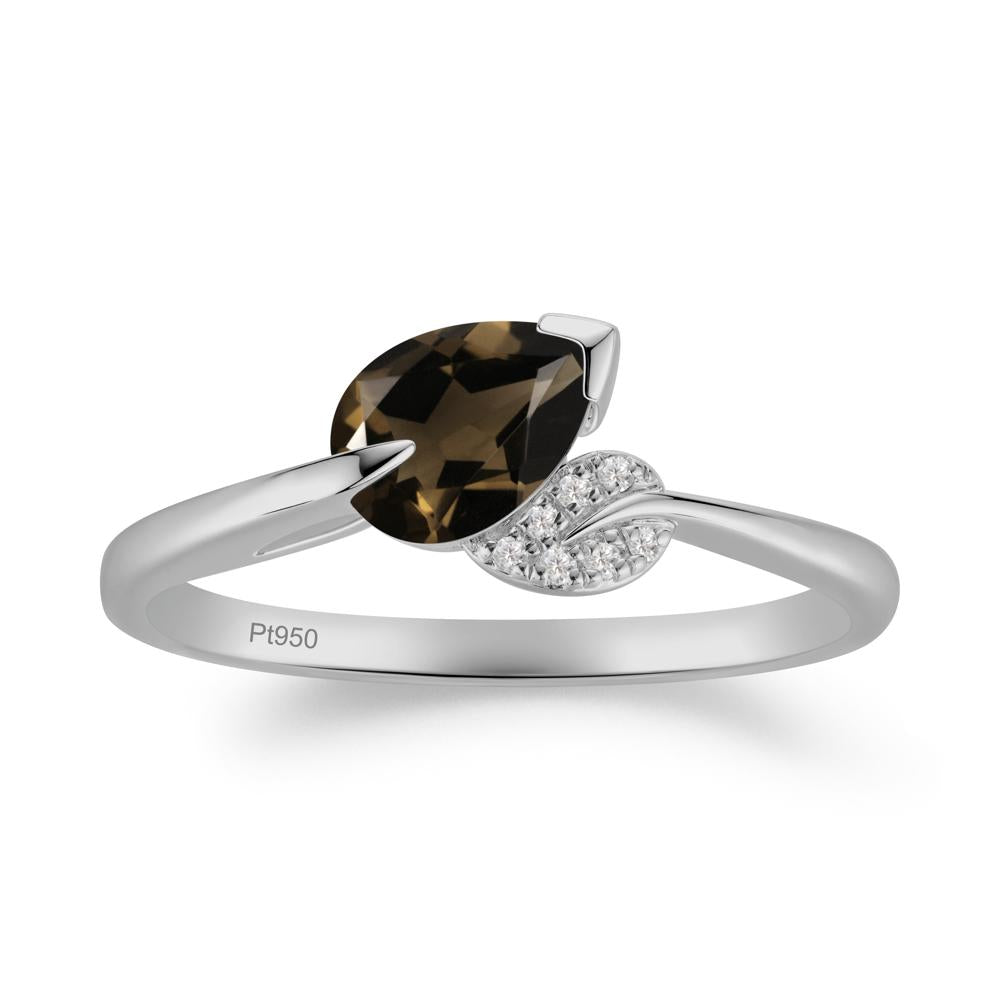 Unique Bypass Leaf Smoky Quartz Ring - LUO Jewelry #metal_platinum