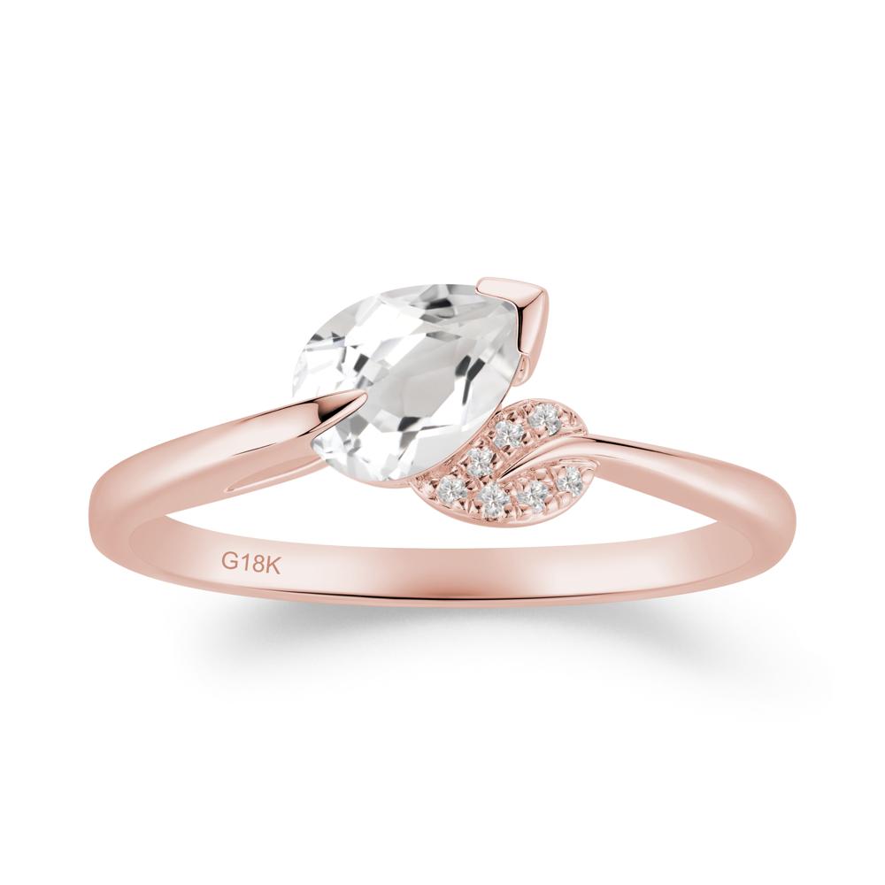 Twisted Leaf Pear Cut White Topaz Ring - LUO Jewelry #metal_18k rose gold