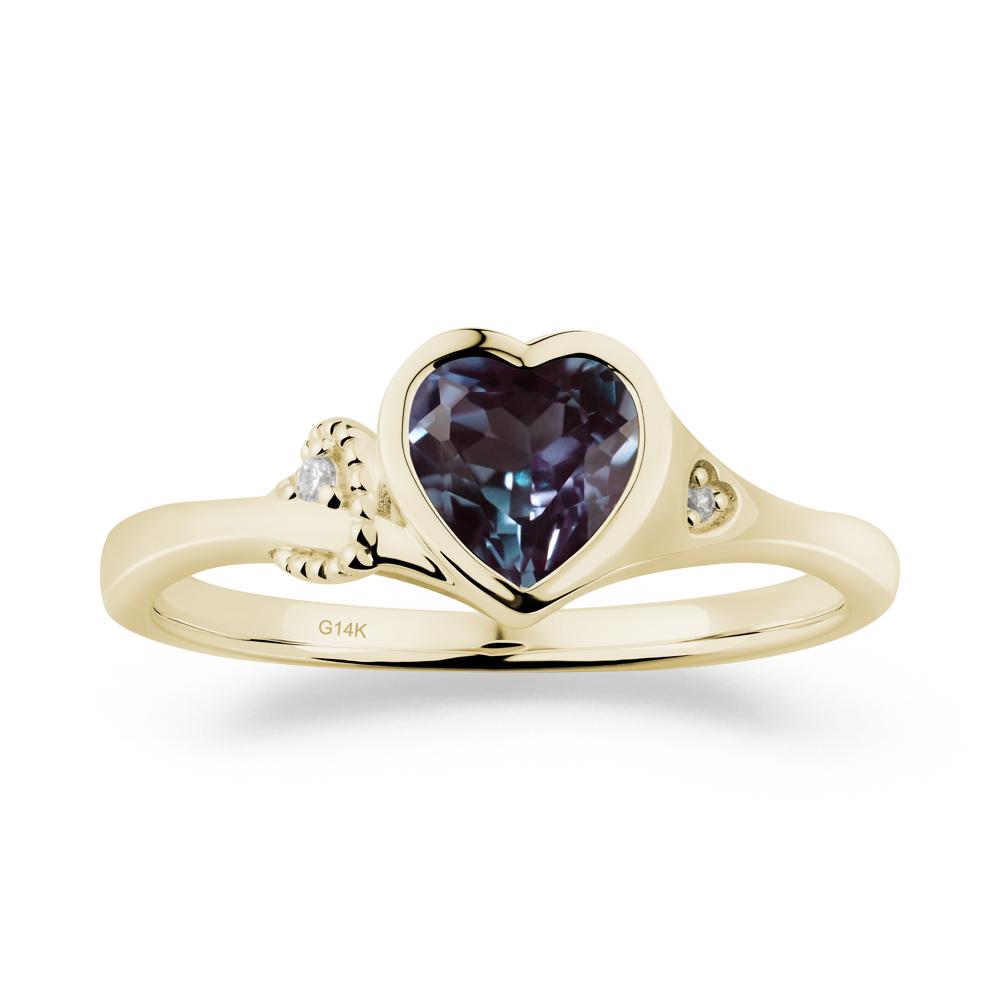 Vintage Heart Alexandrite Knot Ring - LUO Jewelry #metal_14k yellow gold