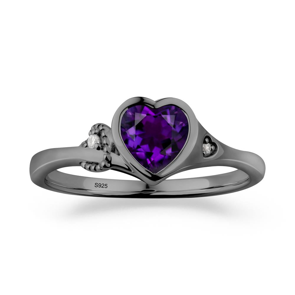 Vintage Heart Amethyst Knot Ring - LUO Jewelry #metal_black finish sterling silver
