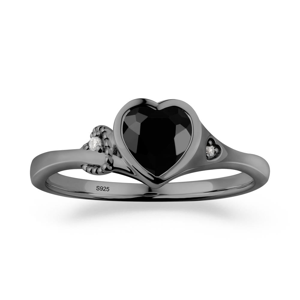 Vintage Heart Black Spinel Knot Ring - LUO Jewelry #metal_black finish sterling silver