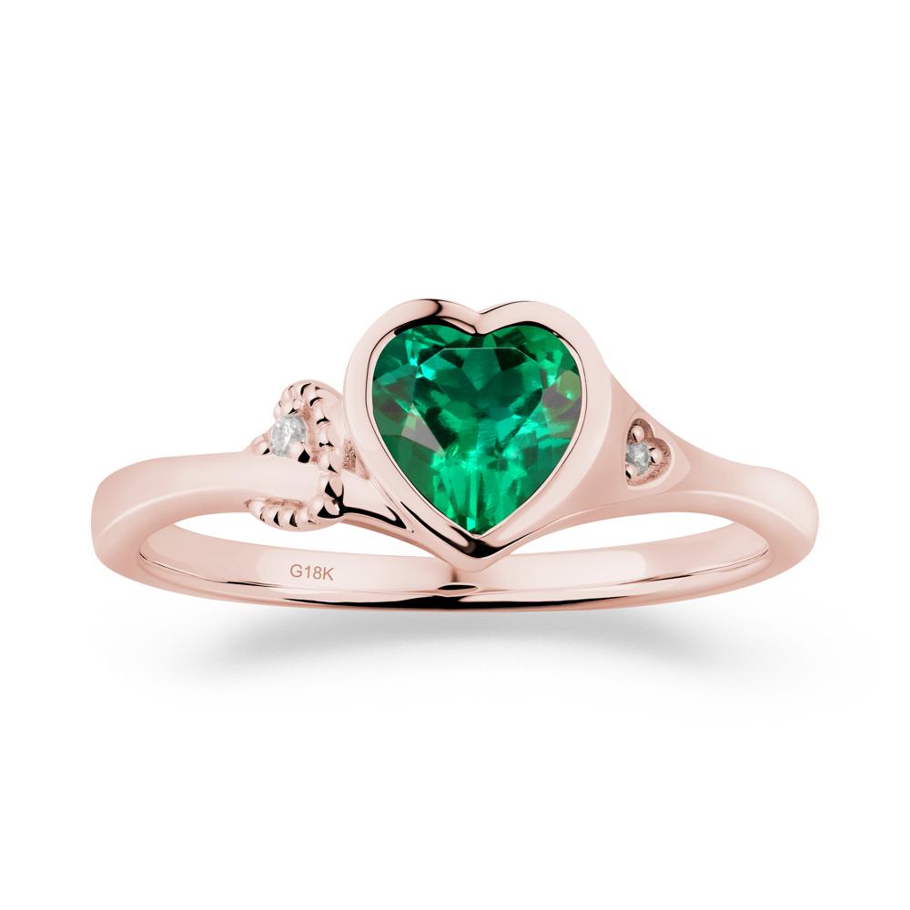 Heart Cut Emerald Full Bezel Ring - LUO Jewelry #metal_18k rose gold