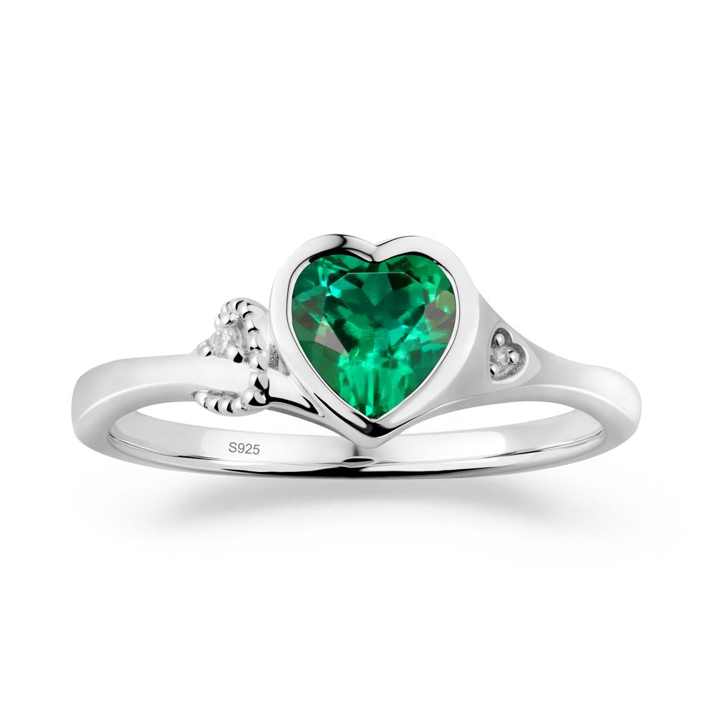 Heart Cut Emerald Full Bezel Ring - LUO Jewelry #metal_sterling silver